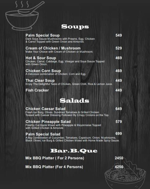 Palm Cafe menu