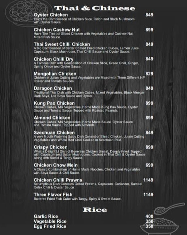 Palm Cafe menu