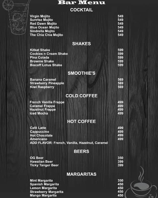 Palm Cafe menu
