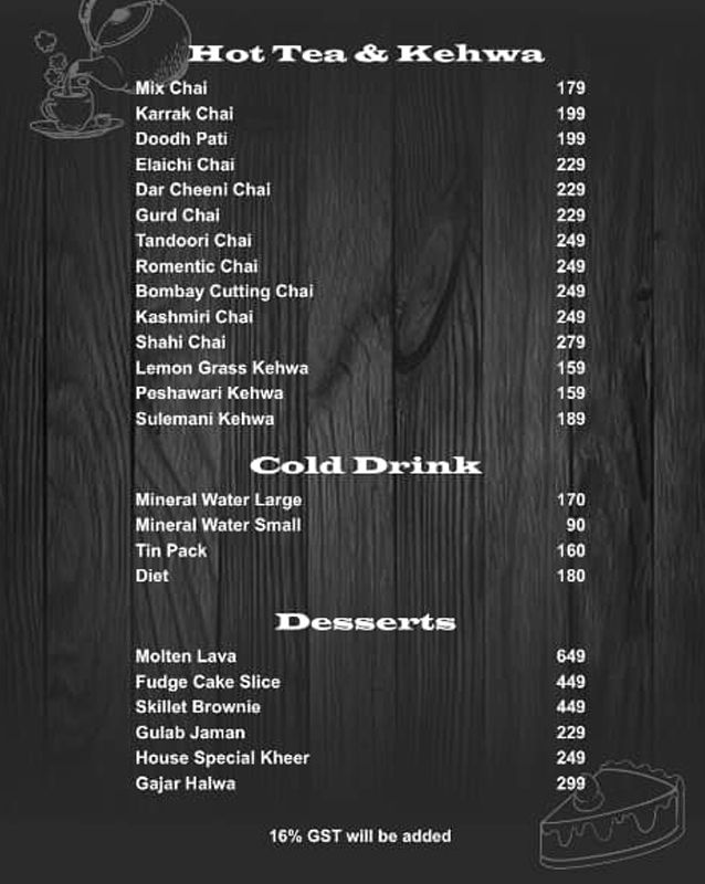 Palm Cafe menu