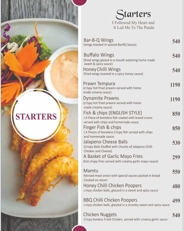 Panda Kitchen menu
