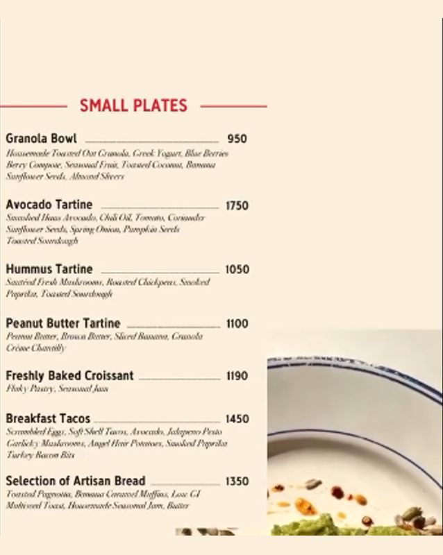 Paola's Cosa Nostra menu