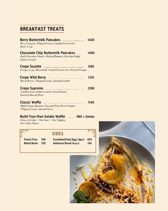 Paola's Cosa Nostra menu