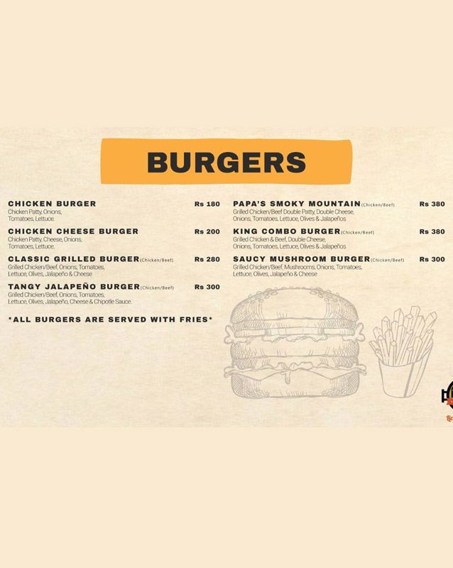 Papa Grill & Bar menu