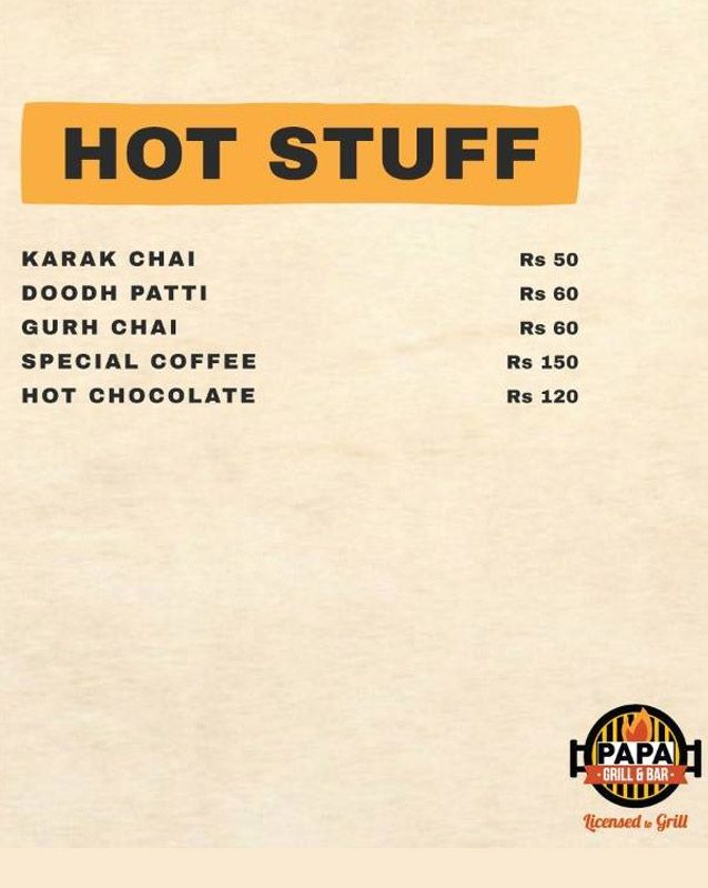 Papa Grill & Bar menu