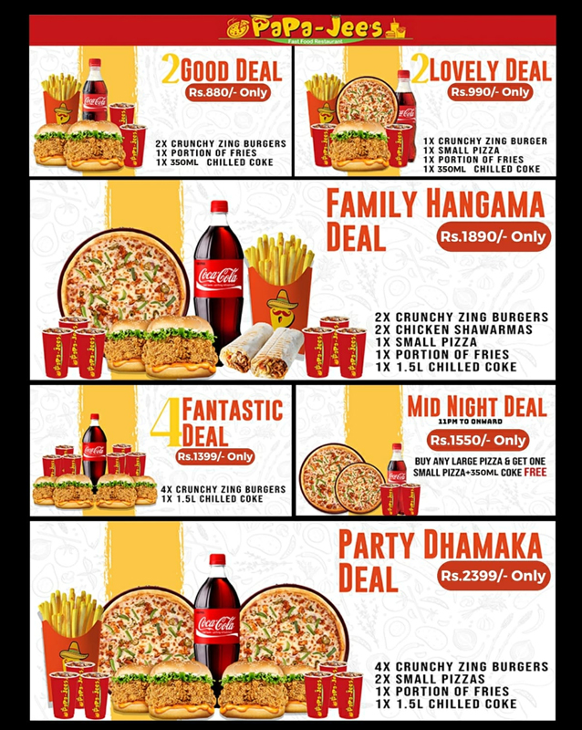 Papa Jee's menu