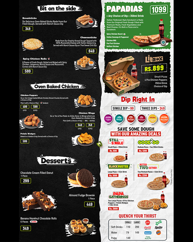 Papa John's Pizza menu