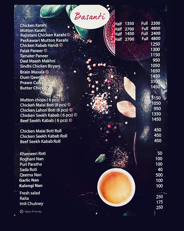 Patli Galli Restaurant menu