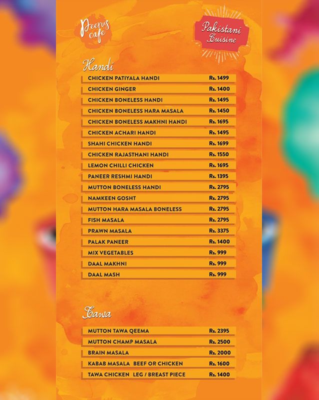 Peeru's Cafe menu