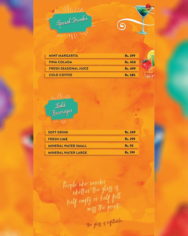 Peeru's Cafe menu