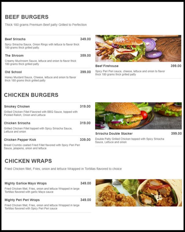 Philly's menu