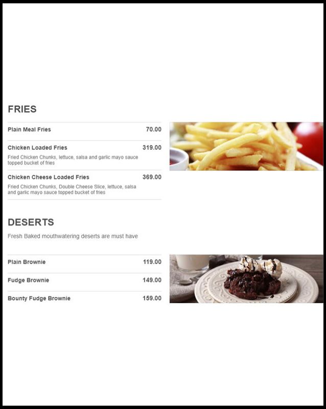 Philly's menu