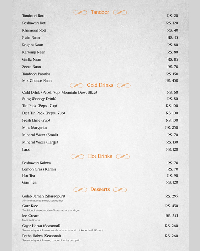 Pind Restaurant  menu