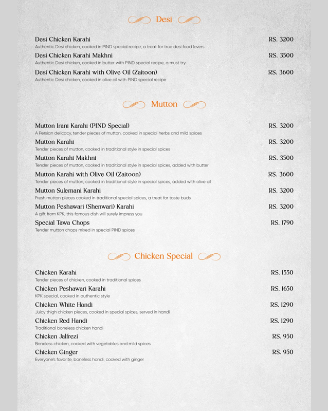 Pind Restaurant  menu