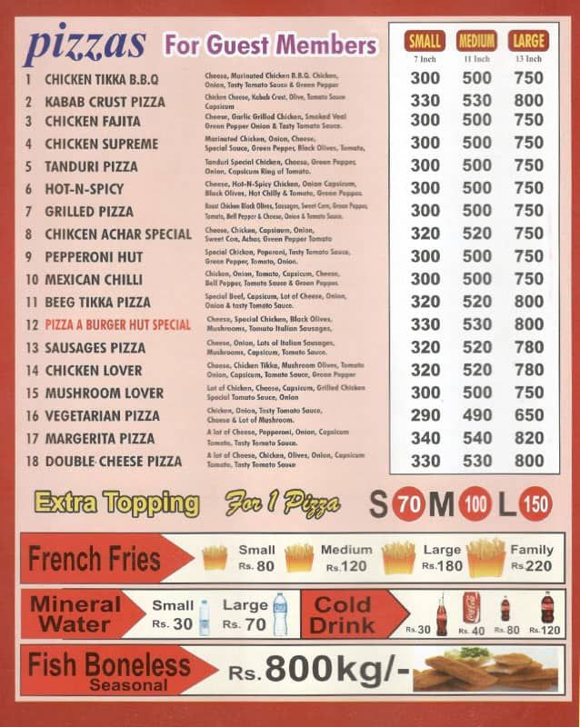 Pizza & Burger Hut  menu