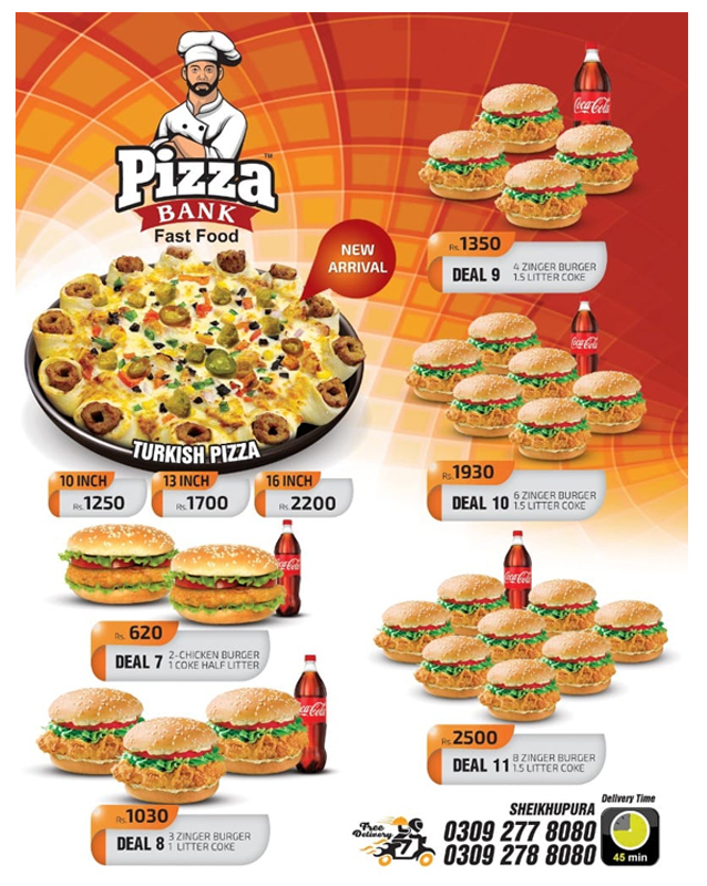 Pizza Bank menu
