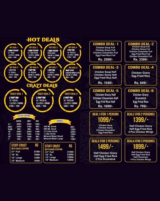 Pizza M21 menu