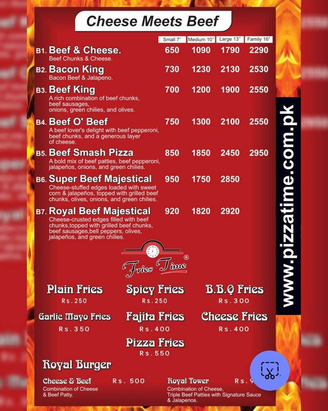 Pizza Time menu