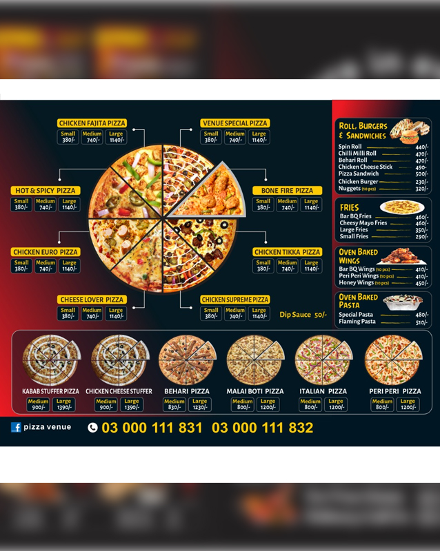 Pizza Venue menu