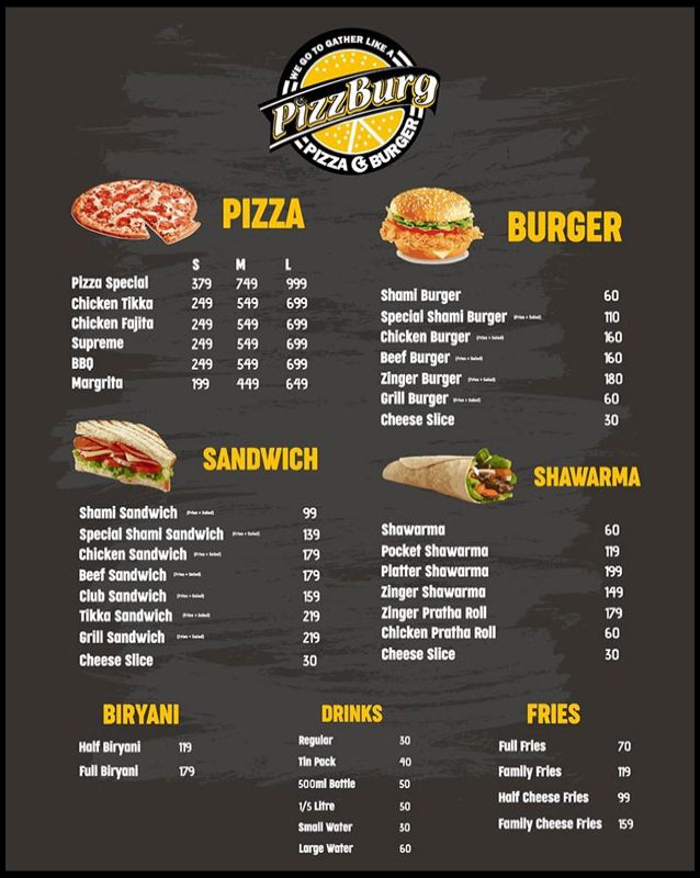 PizzBurg menu