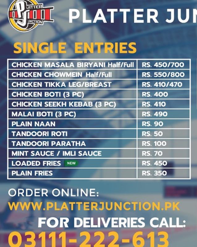 Platter Junction menu