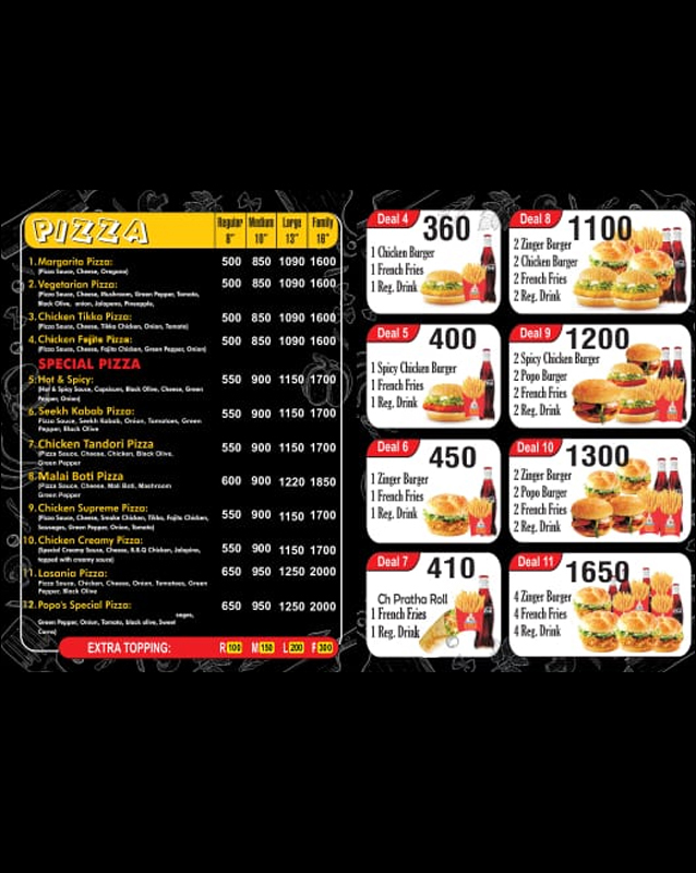 Popo's Pizza menu