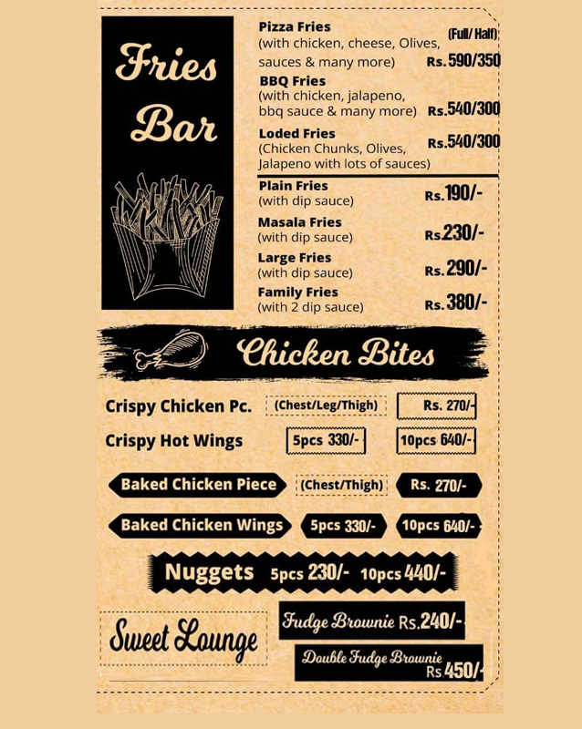 Prezzo Foods menu