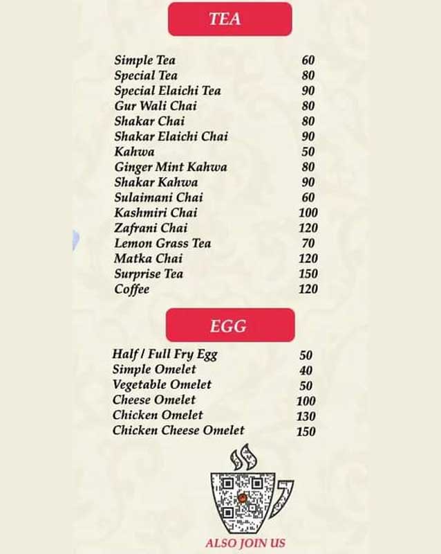 Quetta Chai Paratha menu