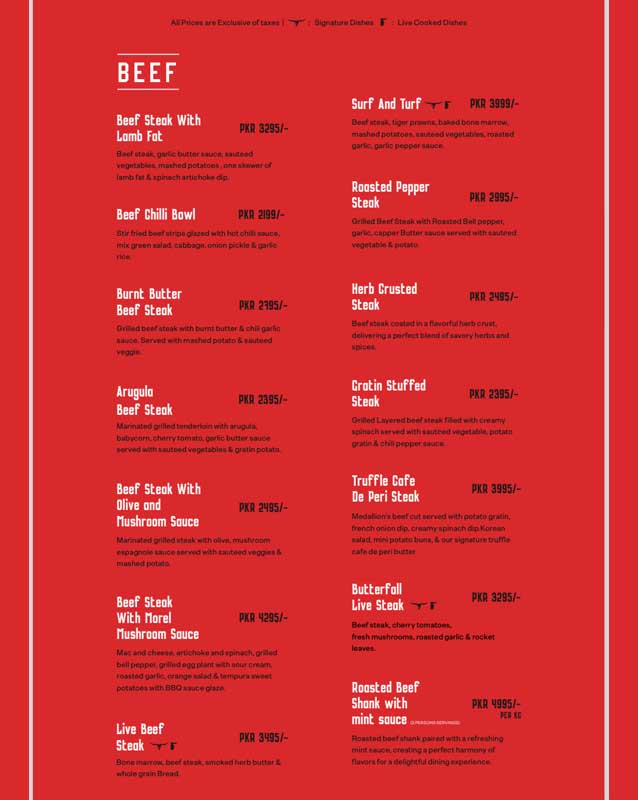 RARE menu