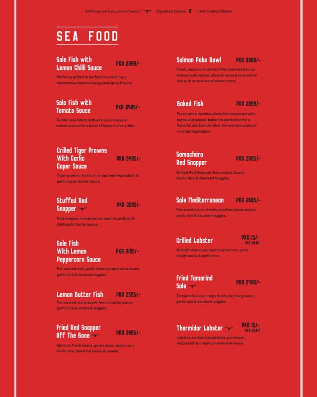 RARE menu
