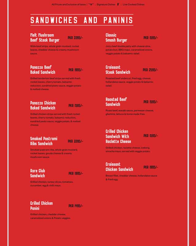 RARE menu