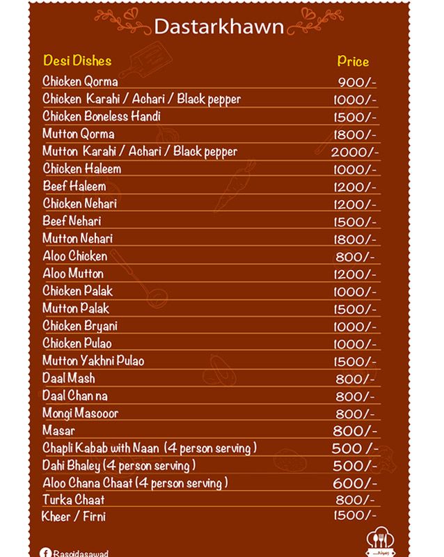 Rasoi menu