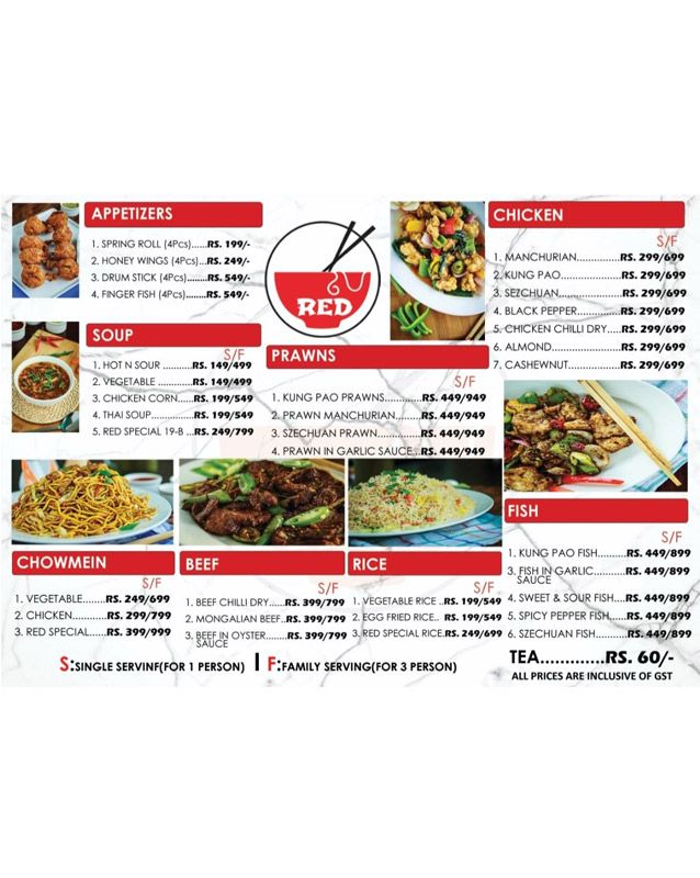 RED - Ready To Eat Delivery menu