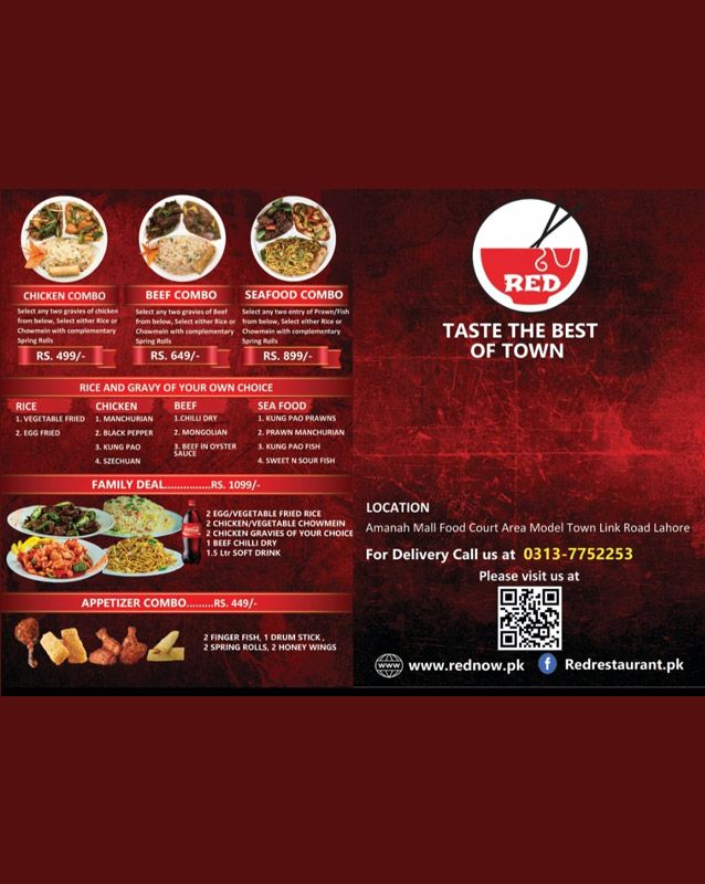 RED - Ready To Eat Delivery menu