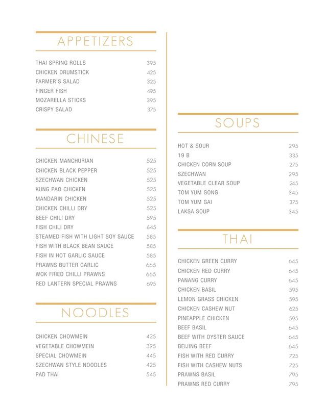 Red Lantern menu