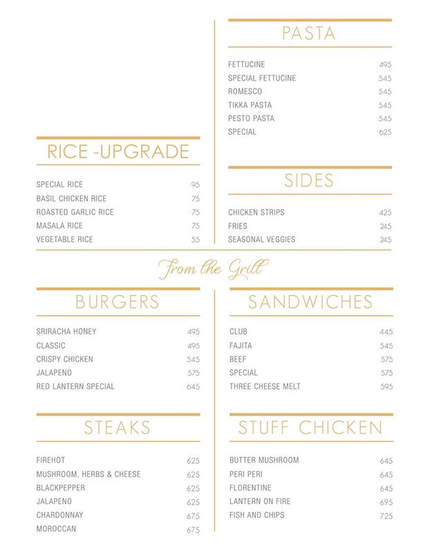 Red Lantern menu