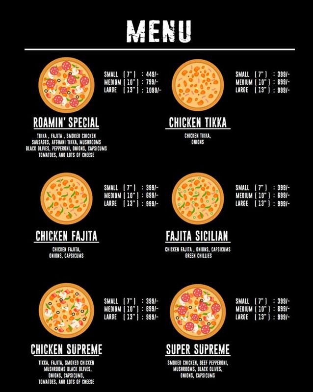 Roamin' Pizza menu