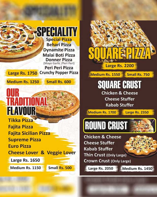 Rolling Pan menu