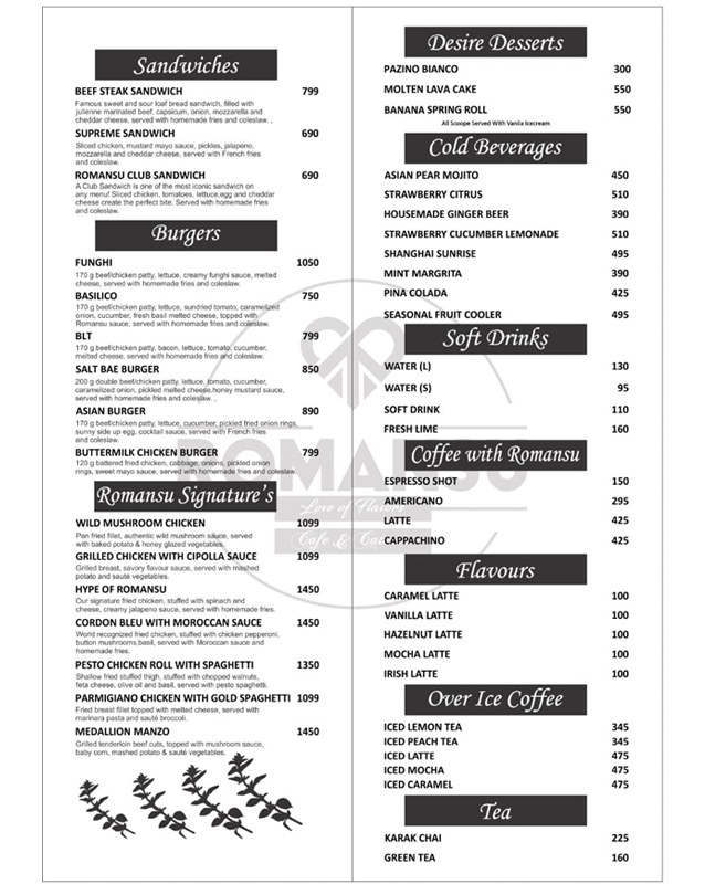 Romansu menu