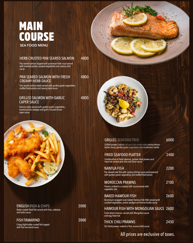 Roof View Garden - Defence Raya Golf & Country Club menu