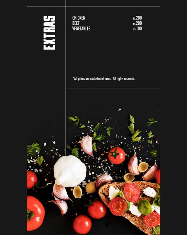 Room Service menu