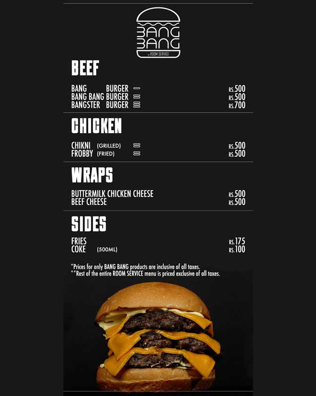 Room Service menu