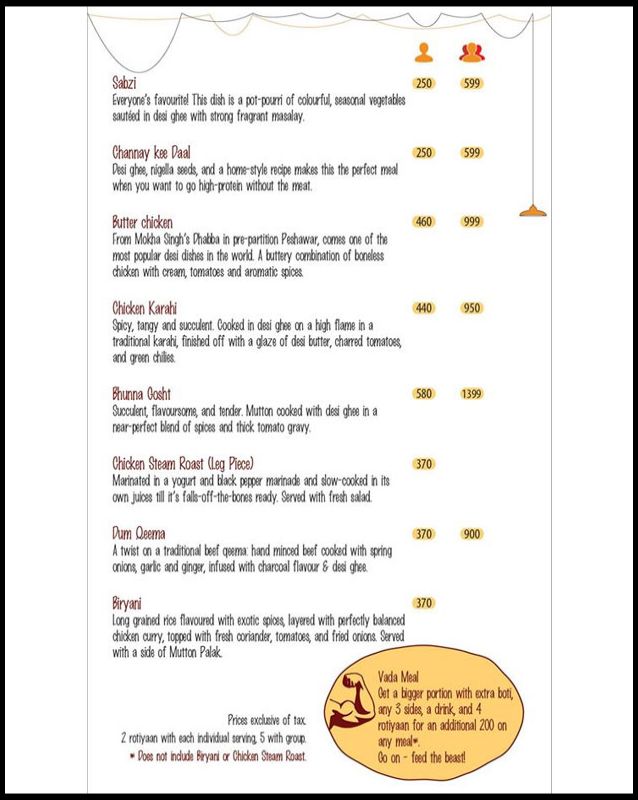 Roti menu