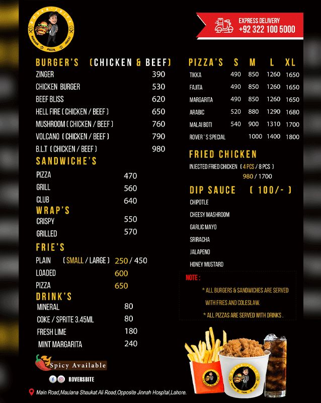 Roversbite menu