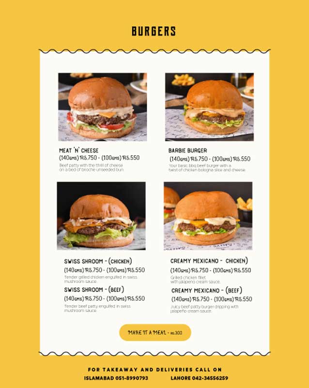 Sallys menu