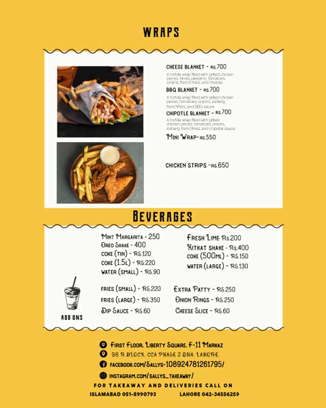 Sallys menu