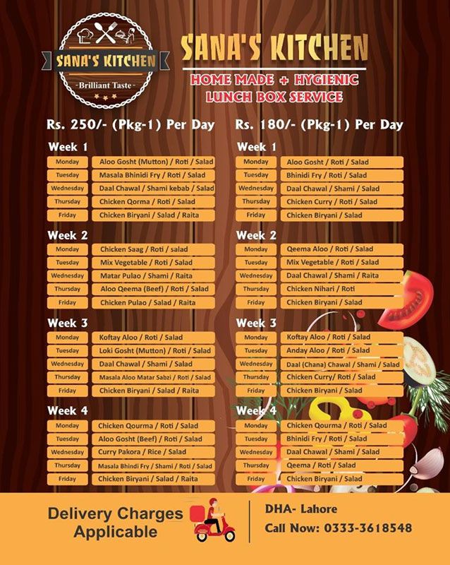 Sana's Kitchen menu