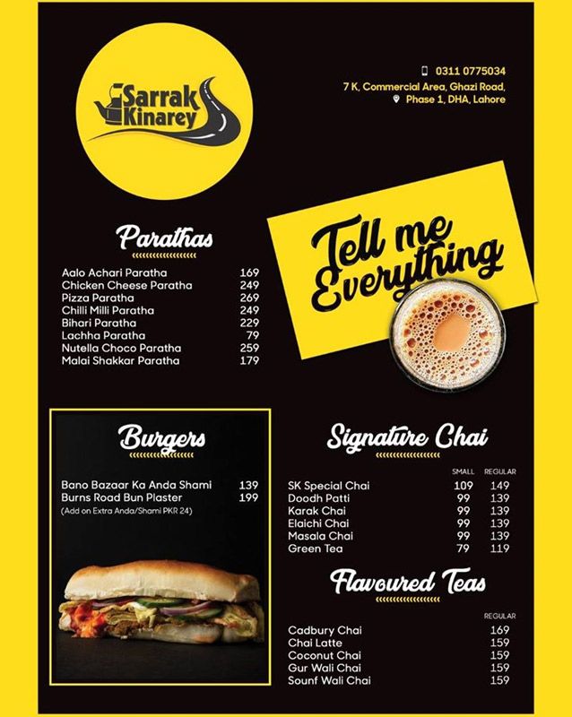 Sarrak Kinarey menu