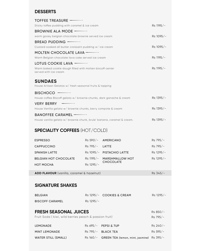 Sauté  menu