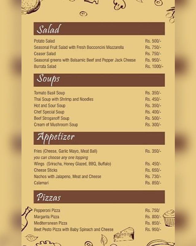 Screaming Beans menu